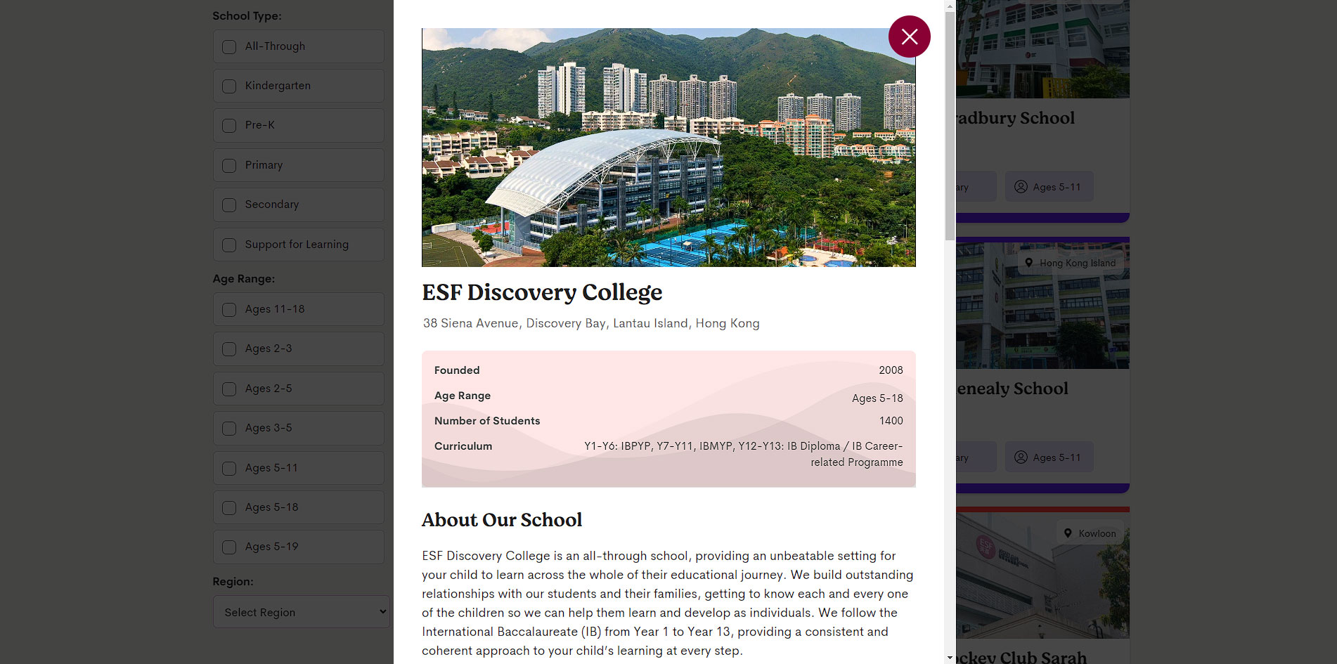 ESF School Modal